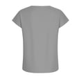 thumbnail image 5 of Htigea Women's Short Sleeve T Shirt Cotton Linen Buttons V Neck Tee Loose Casual Flowy Pleated Tunic Blouse Gray M, 5 of 7