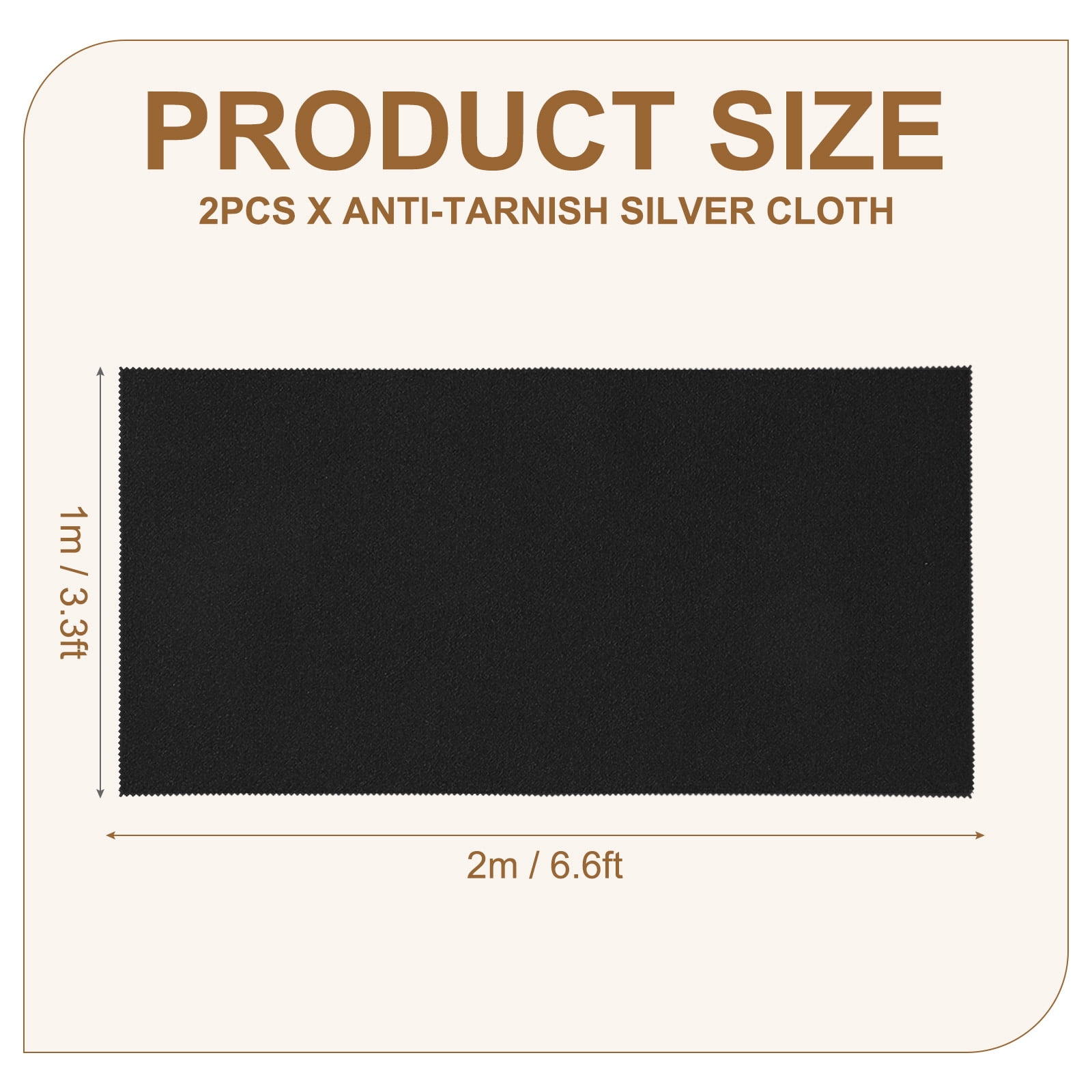 Uxcell 2Pcs Anti-Tarnish Silver Cloth, 6.6 x 3.3 ft Polishing Cloth, Black