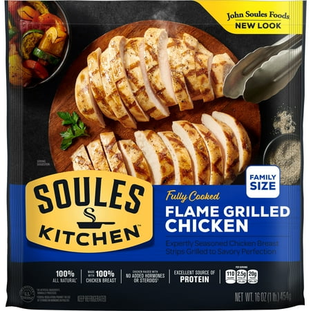 Soules Kitchen, Fresh Flame Grilled Chicken Breast Strips, Family Size, 16oz