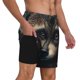 thumbnail image 2 of Balery Tribal Style Raccoon Bañador para hombre, shorts de playa de secado rápido con entrepierna y forro de compresión-Small, 2 of 6