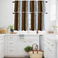 thumbnail image 3 of Brown Blue Western Kitchen Curtains Valances and Tiers Set of 3 Tiger and Leopard Print Vertical Stripes Tier Curtains and Valance with Rod Pocket for Small Windows, 27.5"x36", 3 of 9