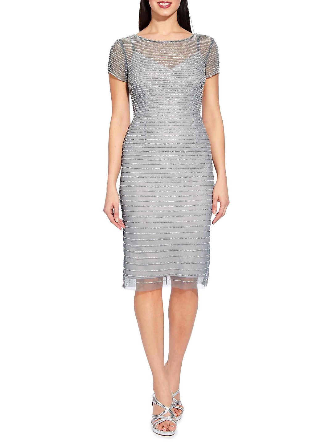 adrianna papell hand beaded sheath dress