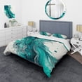 thumbnail image 1 of Designart "Turquoise Waves of Paradise VII" Abstract Liquid Ink Bedding Covert Set - Modern Blue Abstract Bed Set With 1 Sham, 1 of 6