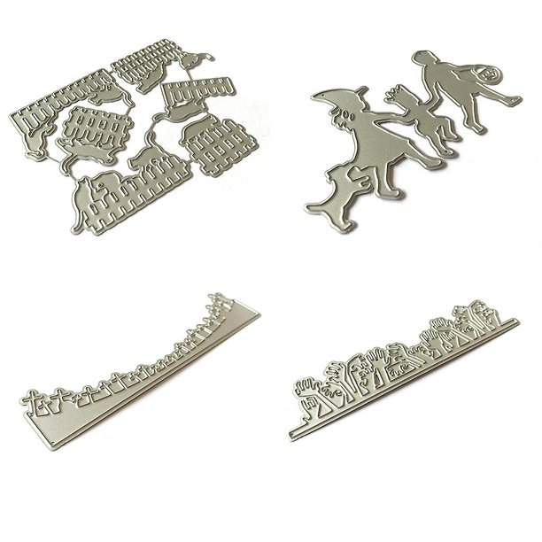 4 unids/set Halloween familia Metal troquelado plantilla Scrapbooking Diy álbum de fotos sellos Tarjeta de papel en relieve