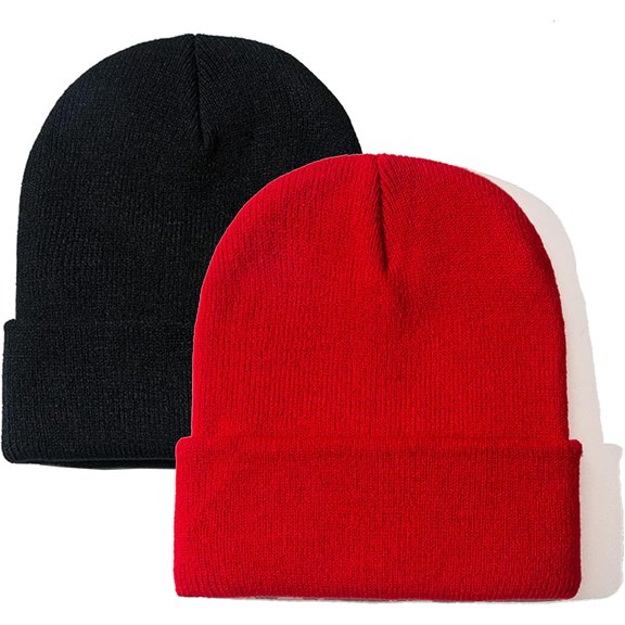 Minzimin 2Pack Unisex Beanie for Men and Women Knit Hat Winter Beanies