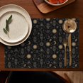 thumbnail image 4 of Black Gold Sun Moon Triangle Dreamcatcher Pattern Summer Placemats Table Placemats Set Of 6-Linen Kitchen Washable Placemats Table Mats 11.8"x17.7" Non-Slip Heat Resistant, 4 of 5