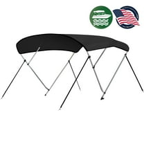 SereneLife SLBT478G - 4 Bow Bimini Top Boat Cover - Front Hold-Down Straps and Rear Support Arms, Includes Mounting Hardware with 1 Inch Aluminum Frame (Gray)