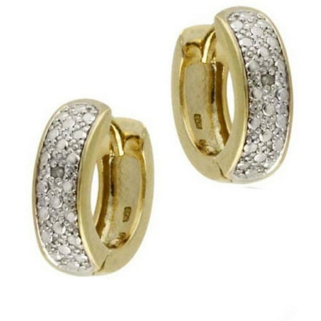 - Diamond Accent 18kt Gold over Sterling Silver Huggies Hoop Earrings