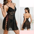 thumbnail image 2 of Noric Women's V-Neck Nightgown Cami Mesh Dresses Lace Chemise Backless Sleepwear with High Slit, 2 of 6