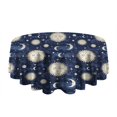 thumbnail image 5 of Dark Blue Sun Moon Star Pattern Round Tablecloth 60"x60",Wrinkle Wipeable Table Cloth for Kitchen Dining Room Picnic Patio Party, 5 of 6