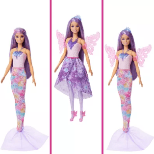 Barbie Doll Fantasy Fashion Pack with Accessories Including Mermaid Tail, Fairy Wings, & Necklaces