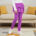 thumbnail image 5 of fatyb Girls Leggings with Skirt Ruffle School Uniform Pants Pull on Casual Stretch Leggings for Kids, 5 of 7