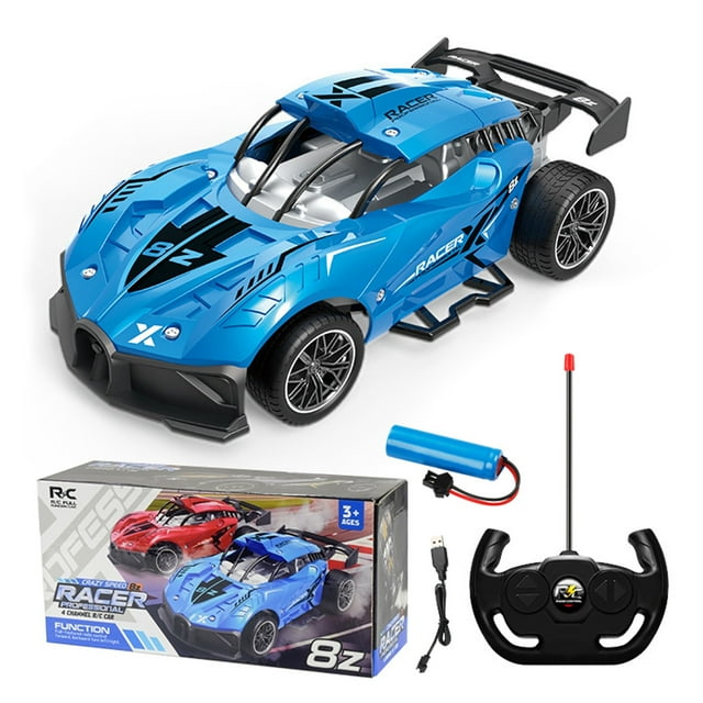 Blue Rechargeable Drift Remote Control Car Toy Plastic 7.9X4.33X3.15 Inches High Speed Rc Racing Vehicle For Boys Girls Age 4-12 Blue