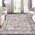 thumbnail image 7 of FairOnly Washable Runner Rug 3' x 5' Vintage Rug Boho Non Slip Carpet Rug for Bathroom Laundry Room, Gray Pink, 7 of 7