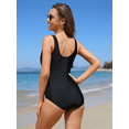 thumbnail image 2 of BIMEI One Piece Mastectomy Swimwear Pocketed Swimsuit Ruffle Bathing Suit 956,Black,L, 2 of 9