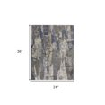 thumbnail image 3 of 2' X 3' Blue Gray And Tan Abstract Power Loom Distressed Area Rug, 3 of 6