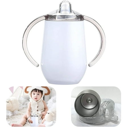 VONTER Stainless Steel Sippy Cup, Double Wall Vacuum Insulated Sippy Tumble with Handle, Children's Thermos Water Cup for Water and Milk,White