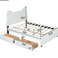 thumbnail image 7 of Full Size Upholstered Platform Bed In White With Cartoon Ears Headboard & Storage Drawers - Wood, Easy Assembly, No Box Spring 2 And Cute Needed, Bedroom Neat, 7 of 7