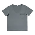 thumbnail image 5 of NinXxx Men's V Neck Solid Large Casual Short Sleeve Pocket Tee Grey M, 5 of 6