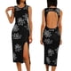 thumbnail image 4 of Vestido ajustado de punto con estampado Txlixc para mujer Y2K verde ahuecado Midi vestidos sin mangas 2021 vestido de playa de verano Txlixc  Estilo de ocio, 4 of 4