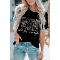 thumbnail image 4 of ABPHQTO Camiseta negra de manga corta con estampado de letras BORN FREE para mujer, 4 of 5