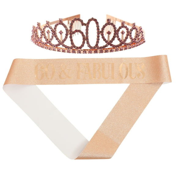 unbranded 1 Set 60th Birthday Gift for Women Birthday Party Adornments Decorative Crown Sash Birthday Supplies