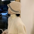 thumbnail image 3 of SikaFu Chenille Striped Knitted Bucket Hats Winter Handmade Crochet Warm Fisherman Hat Outdoor Panama Bob Women's Hip Hop Cap Gorros, 3 of 6