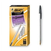 BIC Cristal Xtra Smooth Ballpoint Pen Value Pack, Stick, Medium 1 mm, Black Ink, Clear Barrel, 24/Pack