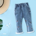 thumbnail image 2 of Coerni Casual Pants Toddler Baby Girls Strawberry Pattern Denim Pants Lace Edge Elastic Waist Jean Summer Fashion Casual Trousers, 2 of 8