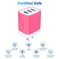 thumbnail image 3 of USB Charger Block,USB Wall Charger Adapter 1Pack FiveBox 3.1A 3-Ports USB Fast Charging Block USB a Charger Power Adapter,Rose, 3 of 7