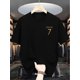 thumbnail image 5 of Camiseta informal de manga corta para hombre con estampado geométrico de letras, cuello redondo, lavable a máquina., 5 of 6