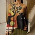 thumbnail image 2 of QASIEATN Women's V Neck Long Sleeve Top Asymmetrical Shirt Blouse Summer Graphic Tee Tops, 2 of 5