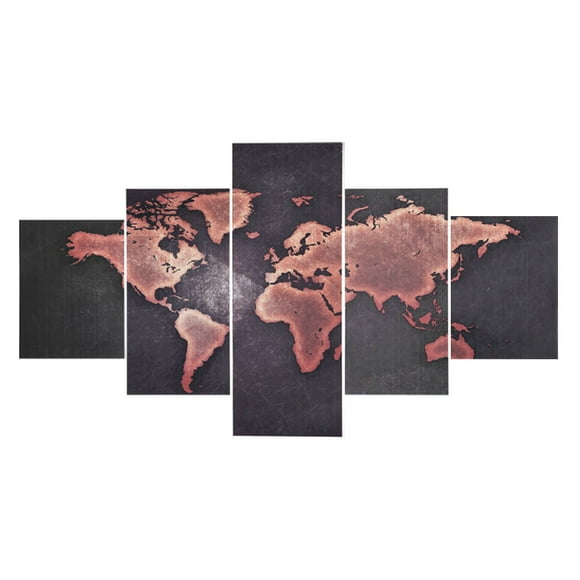 ZOUSSIQI World Map Canvas Painting 5 Panels Printed Picture Wall Art for Home Office Bedroom Decoration JU316-96664