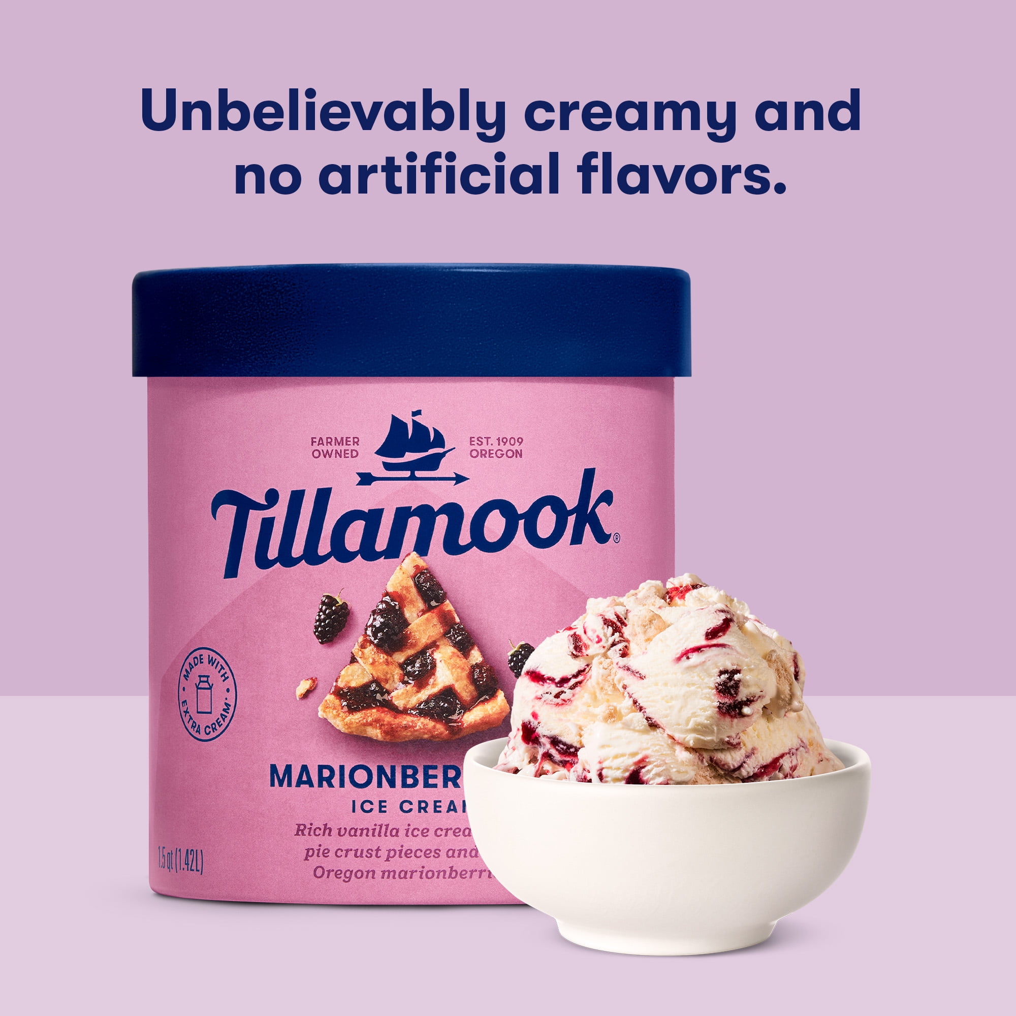 Tillamook Marionberry Pie Ice Cream, 48 oz