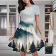 thumbnail image 2 of Misty Forest Landscape Women's Classic Swing Skater Dress Casual Work Party Cocktail Dresses, 2 of 6