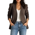 thumbnail image 4 of Nmnitkp Women's Collarless Open Front Blazer Jacket, Long Sleeve Solid Color Casual Blazer for Work Office, Business Casual & Daily Wear Coffee,L, 4 of 9