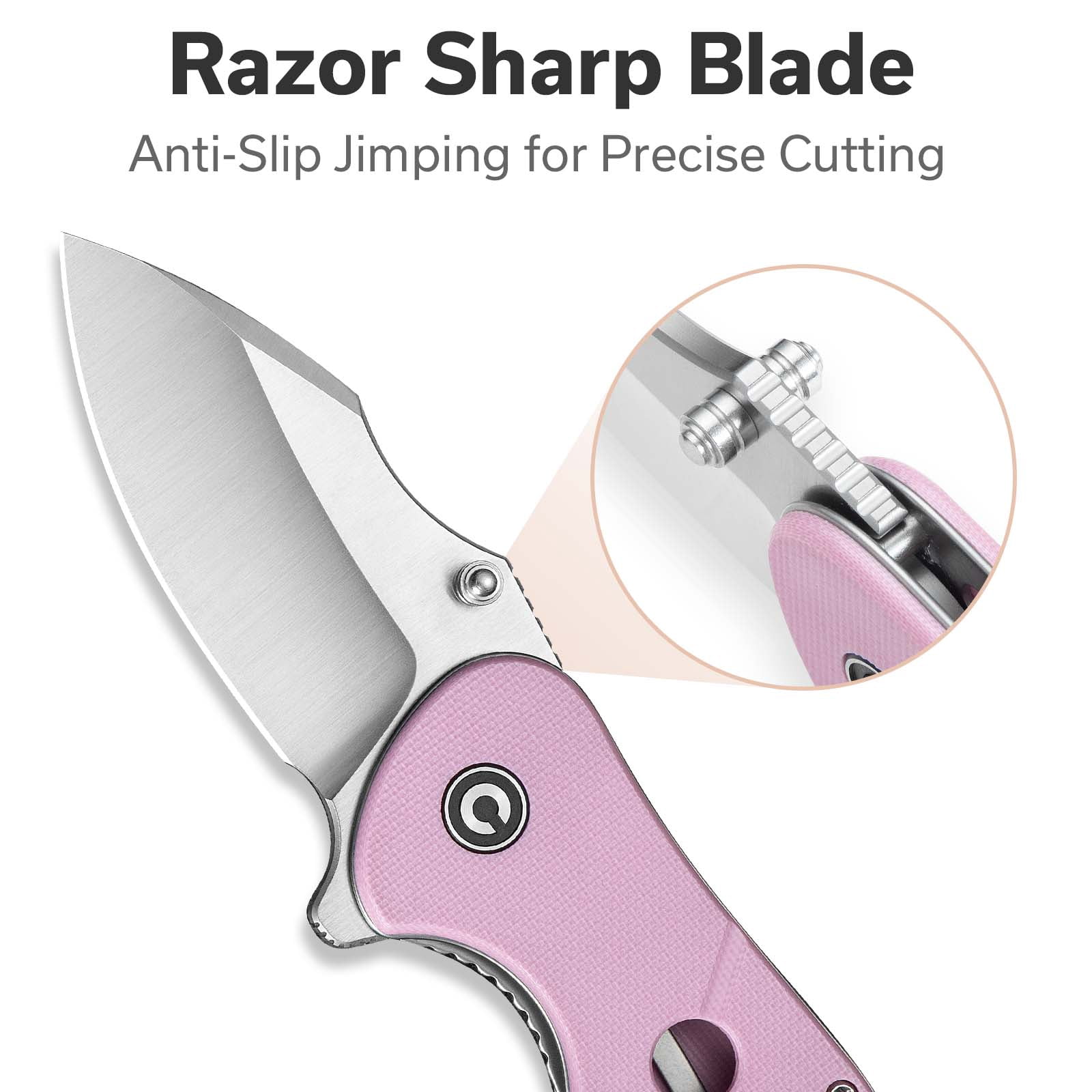 CIVIVI Gordo Pocket Folding Knife with 2.51" D2 Blade G10 Handle C22018C-4, Powder Pink