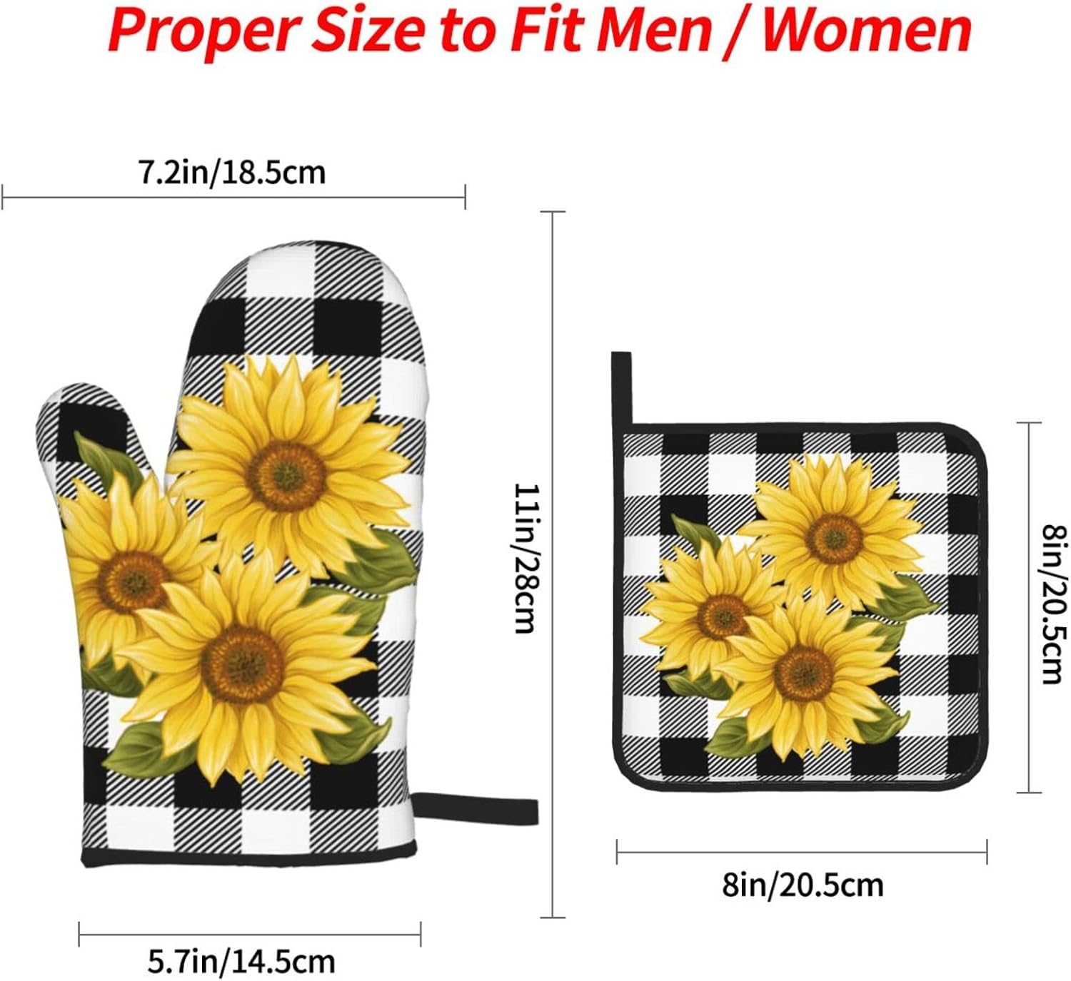 Cow Print Oven Mitts and Pot Holders Sets of 4 High Heat Resistant Oven Mitts with Oven Gloves and Hot Pads Potholders for Kitchen Cooking Baking Grilling BBQ Non-Slip Cooking Mitts