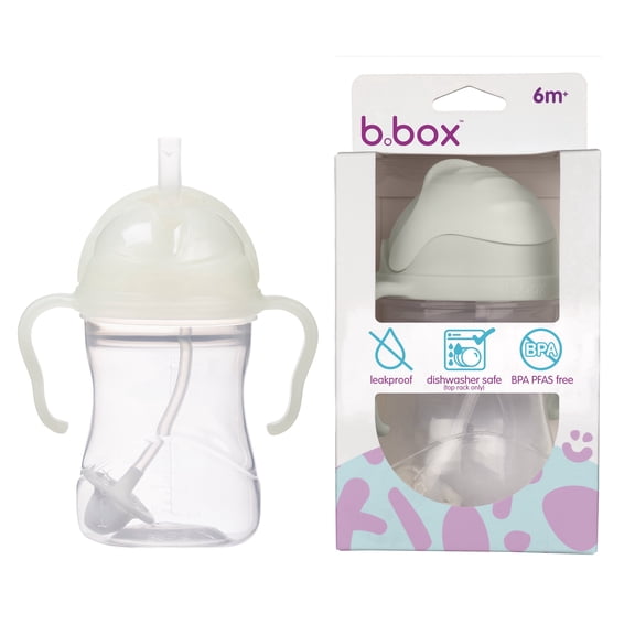 b.box Sippy Cup with Weighted Straw for Toddlers, Leakproof, 8oz - Glow In The Dark