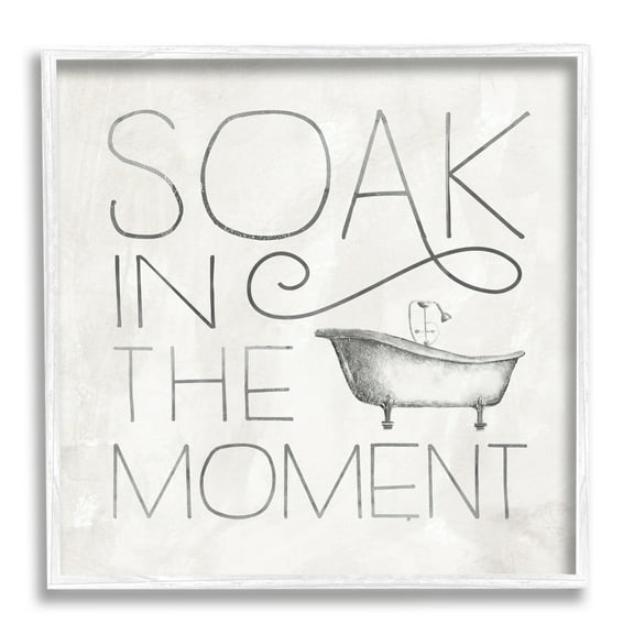 Stupell Industries Vintage Bathroom Soak in the Moment Phrase Traditional Painting White Framed Art Print Wall Art, 12 x 12, Design by Nina Pierce