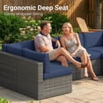 thumbnail image 6 of RoyalCraft Outdoor Patio Furniture Set, 7 Pieces Outdoor Wicker Sectional Sofa with Waterproof Cover, Blue Cushions with Strip and Zippers, Grey, 6 of 10