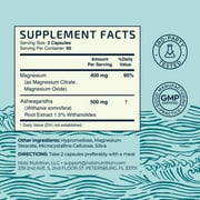 Magnesium Ashwagandha Calming Supplement for Adults | Magnesium Supplement to Support Rest, Calm Mood, Muscle Health & Stress Relief | 120 Ct