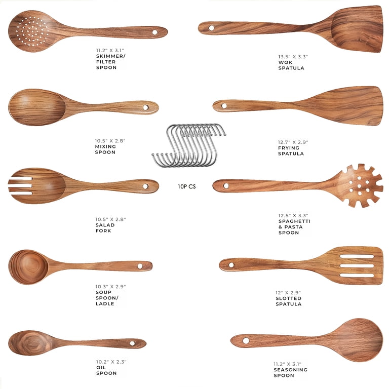 Oannao 10-Piece Teak Wooden Cooking Utensils Set photo 3