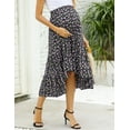 thumbnail image 5 of Maternity Dress Women's High Waist Floral Print Pleated Maxi Skirt Casual Flowy Swing A Line Long Skirts, 5 of 7