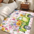 thumbnail image 4 of Rectangle Area Rugs 4 x 6 Ft, Watercolor Floral Truck Non-Slip Residential Carpet, Spring Garden Butterflies Pink Plaid Indoor Crawling Mats Runner Rugs for Living Room/Dining Room/Bedroom, 4 of 8