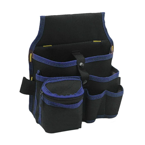 Bolsa de herramientas de cintura con bolsillo para cinturón, bolsa de herramientas de cintura ajustable, bolsa de cinturón de herramientas impermeable bordes azules