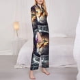 thumbnail image 3 of Lsque Astronaut Cat Pattern Long Sleeve Pajama Set for Women - Soft 2-Piece Sleepwear and Loungewear Set with Pockets, Comfy Nightwear-Large, 3 of 7