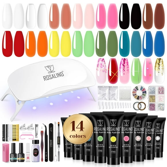 Kit de gel de uñas de polietileno ROSALIND, 14 colores y 72 accesorios