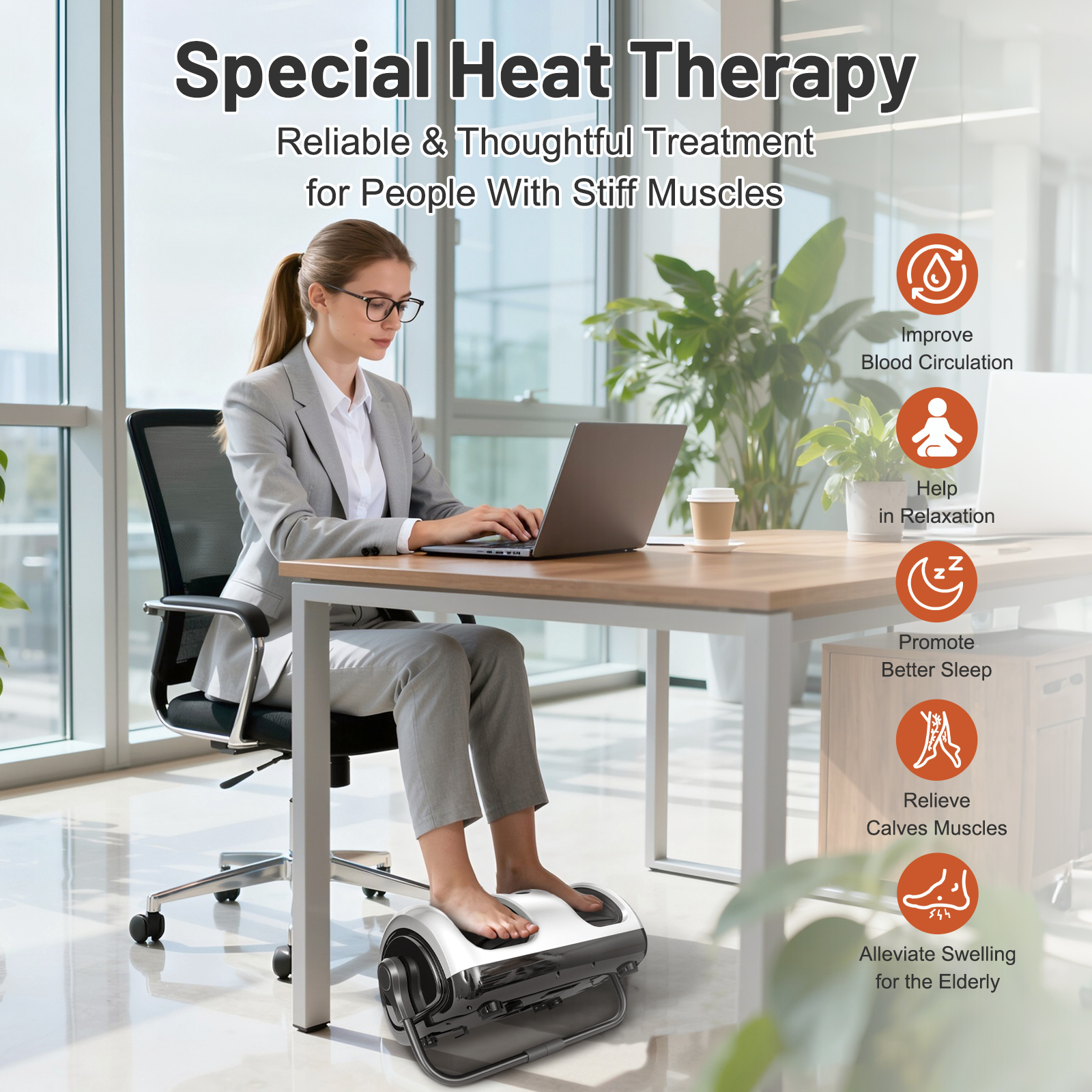 BAOKALER Foot Massager with Heat Therapy, Deep Kneading Foot and Calf Massager with Adjustable Compression, Relaxing Shiatsu Foot Massager for Ankle/Leg Care, Perfect Gift for Lovers, White