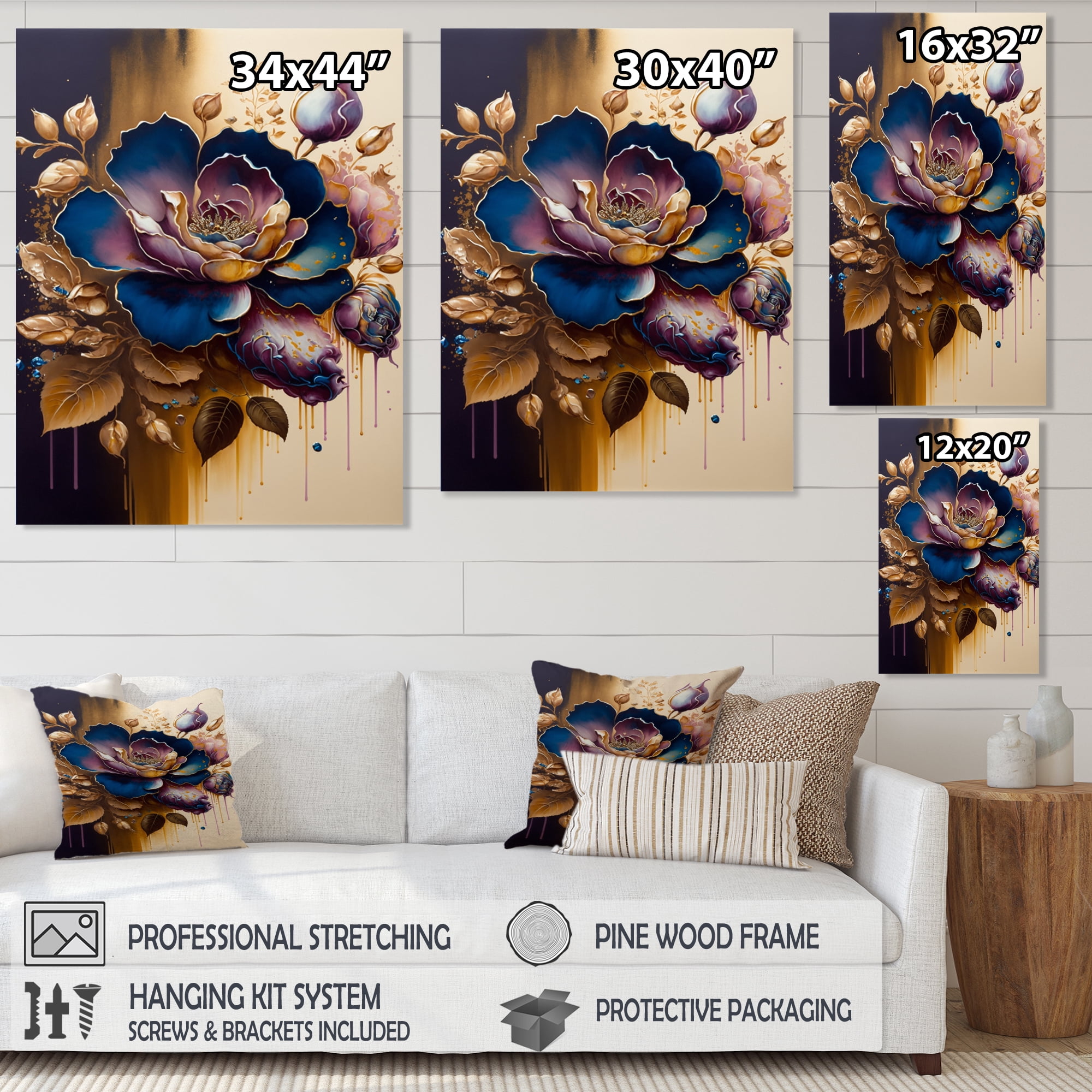 Designart Night Shade Rose Design IV Canvas Wall Art